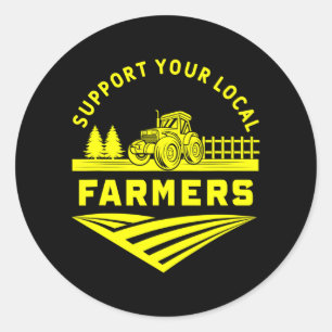De Tractor van de landbouw steunt Uw Boer Ronde Sticker