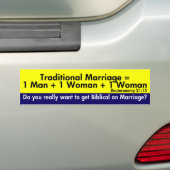 De traditionele huwelijkse vergelijking bumpersticker (Op auto)