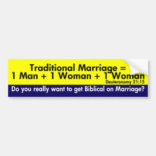 De traditionele huwelijkse vergelijking bumpersticker