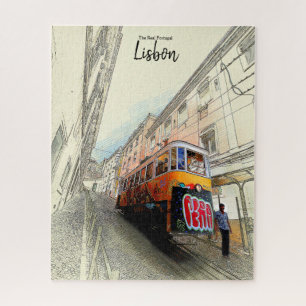 De tram lopen- Lissabon, Portugal Puzzel