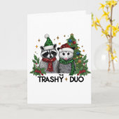 De Trashy Duo Knuffige Dieren Kerstgroet  Kaart (Gele Bloem)