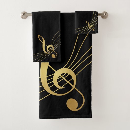De Treble Clef: Gold Music Bad Handdoek (Insitu)