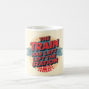 De trein is het station uit gereden koffiemok