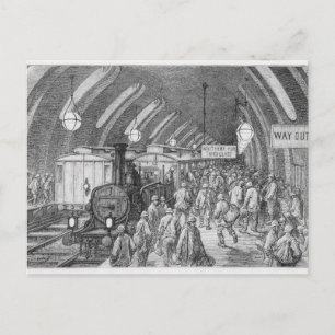 De trein van de werknemers briefkaart