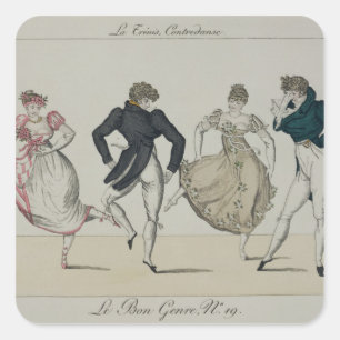 De "Trenis" Quadrille, bord 19 van "Le Bon Genr Vierkante Sticker