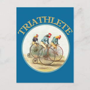 De triathlon van kippen briefkaart