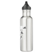 De triatlon van de hobbyist: zwemmen, fietsen, ren waterfles (Rechts)