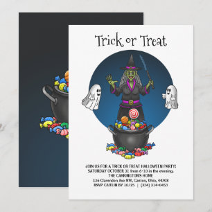 De trick or treat van de Groene Heks Halloween fee Kaart