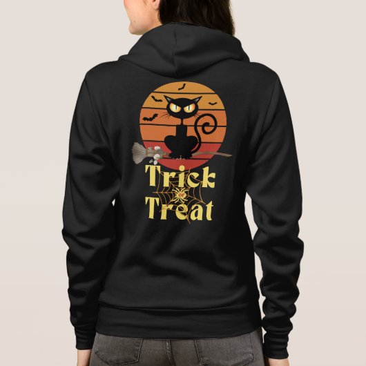 De Trick or treat van de heksenkat Hoodie (Achterkant)