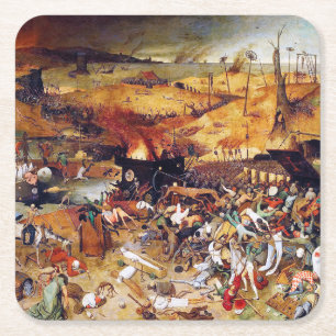 De triomf van de dood, Pieter Bruegel Vierkante Kartonnen Onderzetter