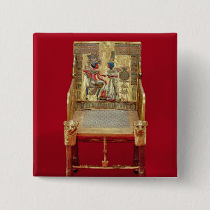 De troon, van de Tutankhamun Vierkante Button 5,1 Cm