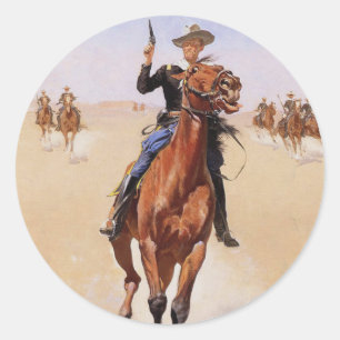 De Trooper van Frederic Remington Ronde Sticker