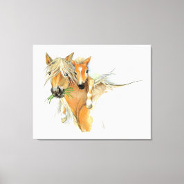 De troost van moeder, liefde, paard en veulen canvas afdruk
