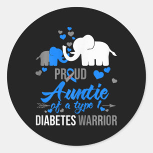 De trotse tante van een type 1 diabetes krijger ca ronde sticker