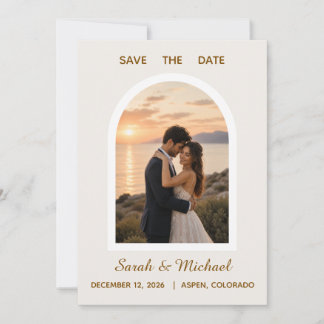 De Trouw van 'Moderne Boog Foto Save the Date'