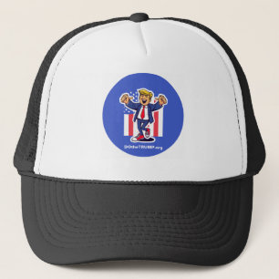 De trucker hoed van Trump, wit en zwart Pet