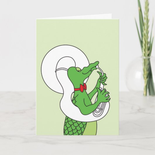 De tuba spelen alligator Kaart (Voorkant)