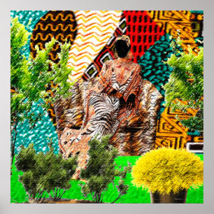 De tuin binnen: Afrocentrisch silhouet Poster