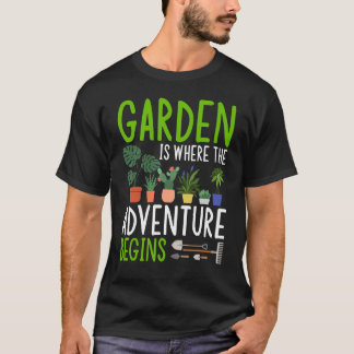 De tuin is het gebied waar het avontuur begint met t-shirt