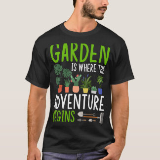 De tuin is het gebied waar het avontuur begint met t-shirt