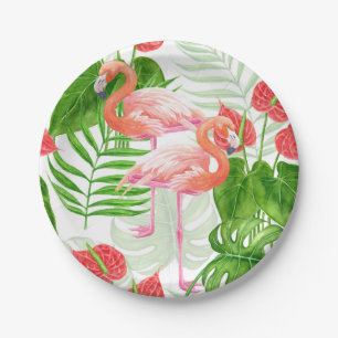 De tuin van de flamingo papieren bordje