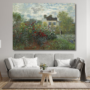 De tuin van de kunstenaar met dahlia's canvas afdruk