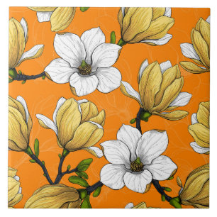 De tuin van de magnolia in geel tegeltje