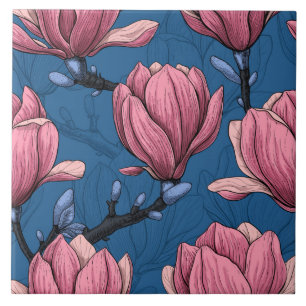 De tuin van de magnolia tegeltje