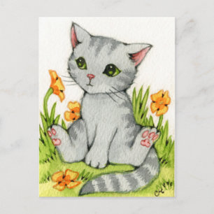 De Tuin van de papaver - het Leuke Art. van de Kat Briefkaart