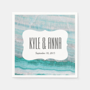 De turkooise Druk van de Golf van het Graniet Servetten