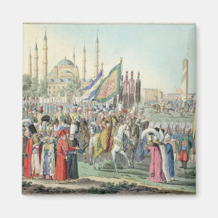De Turkse sultan herziet zijn Janissaries (engr Magneet