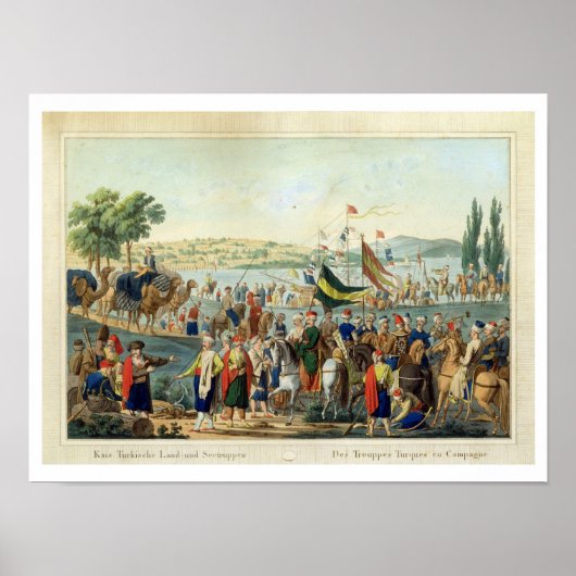 De Turkse troepen tijdens de campagne (graving) Poster (Voorkant)