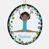 De Turner van de ster in Aqua en Gepersonaliseerd Keramisch Ornament (Links)