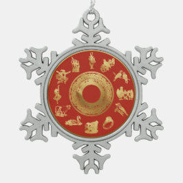 De twaalf dagen van de rode kerst tin sneeuwvlok ornament