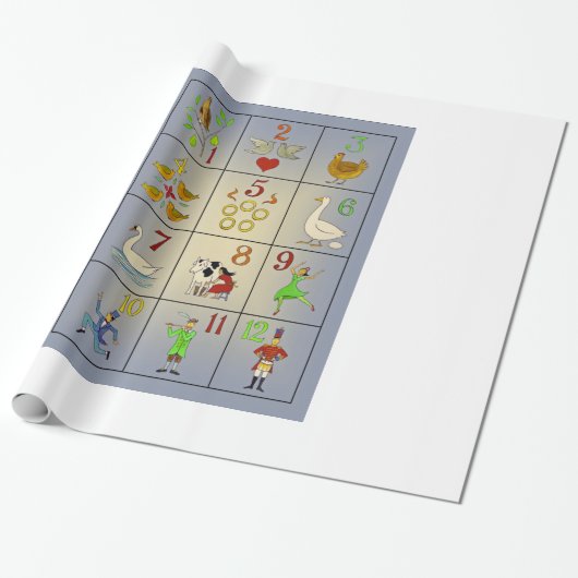 De twaalf dagen van het Poster van de kerstsong Cadeaupapier (Uitgerold)