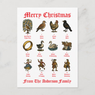 De Twaalf Dagen Van Kerstmis Feestdagenkaart