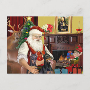 De twee Dobermans van de Kerstman Feestdagenkaart