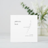 De twee van ons Foliage Square Wedding Save the Da Date (Staand voorkant)