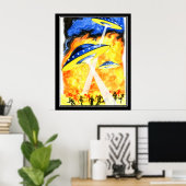 De twee werelden  retroflectoren poster (Thuiskantoor)