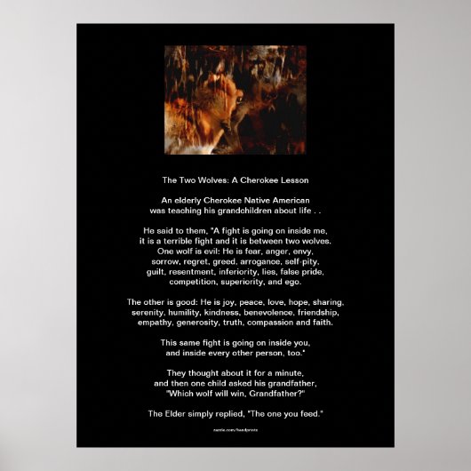 De twee WOLVES CHEROKEE TALE Native American Print (Voorkant)