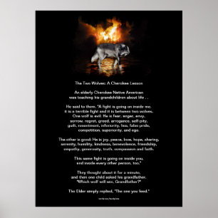 De twee WOLVES CHEROKEE TALE Native American Print