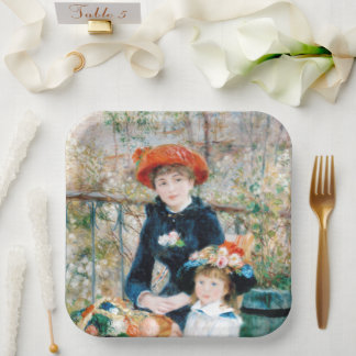 De twee zussen op de terrace Auguste Renoir Papieren Bordje