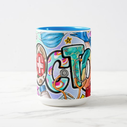 De tweekleurige keramische Mok van de arts (Center)