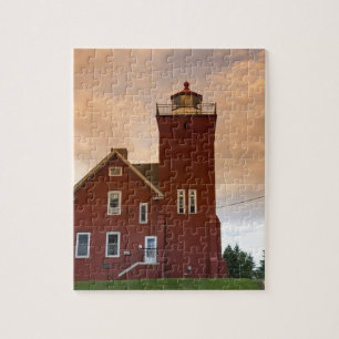 De Two Harbors Lighthouse met uitzicht op Agate Ba Legpuzzel