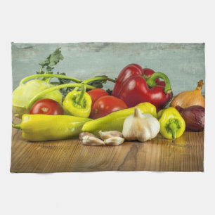 De Ui van de groene paprika en de Handdoek van de