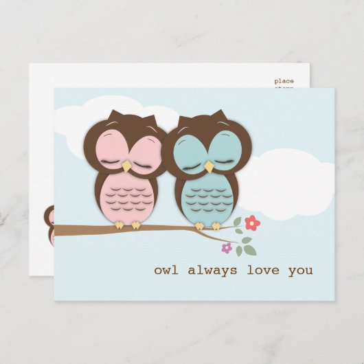 De uil houdt van u altijd het Zoete Briefkaart van (Voorkant / Achterkant)