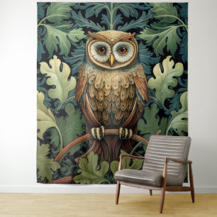 De uil op een eikenboom wandkleed