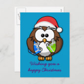 De uil van de kerstman feestdagenkaart (Voorkant / Achterkant)