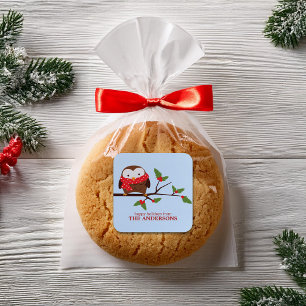 De Uil van Kerstmis Vierkante Sticker