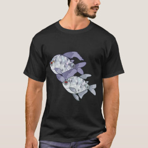 De uitdaging van het vissen, zee en rivier, met ee t-shirt